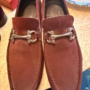 Salvatore Ferragamo Men's Suede Bit Loafers in Burgundy